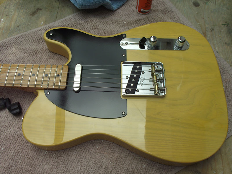 Finishing an Ash Telecaster in Butterscotch nitrocellulose lacquer