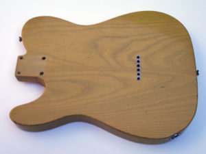 Back of the butterscotch Telecaster body