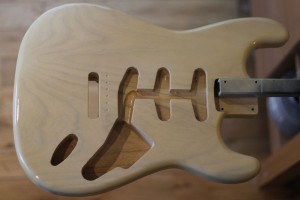 Stratocaster body with Clear Gloss lacquer applied